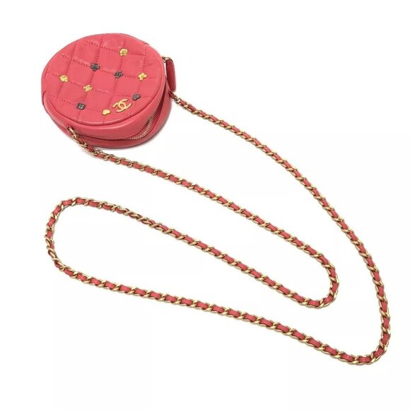 CHANEL CC Mark Matelasse mini round Chain Shoulder Bag Lambskin - Picture 5 of 12